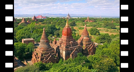 Bagan, Myanmar (Burma), vista aérea de antiguos templos y pagodas