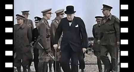 Churchill inspects the Royal Navy, July 1940.