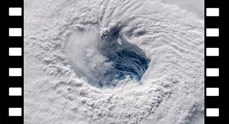 Satellite view of hurricane eye.