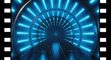 Abstrakte Animationsschleife, futuristischer Sci-Fi-Korridor.