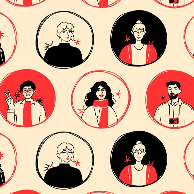People portraits vector seamless pattern
