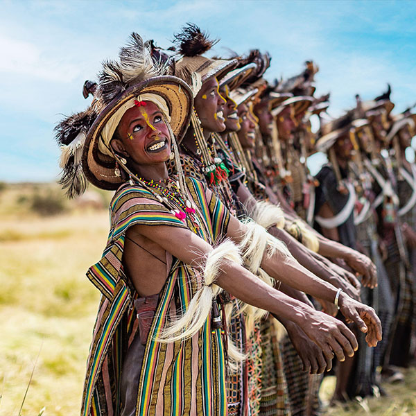 Wodaabe men dancing during Gerewol Festival in Niger