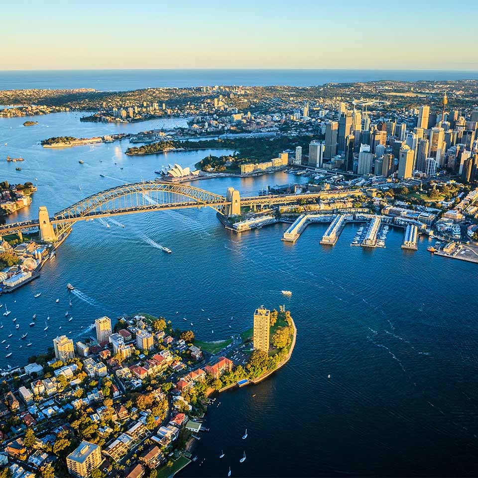 E3XYDY – Luftaufnahme des Stadtbildes von Sydney, Sydney, New South Wales, Australien