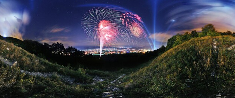 360 Degree Panoramic: Fireworks on the day of Pyatigorsk