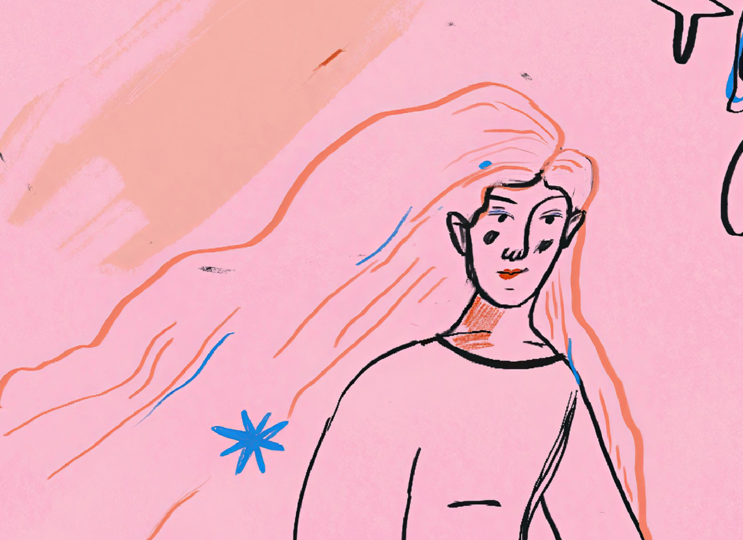 Minimalist illustration of a serene figure in meditative pose