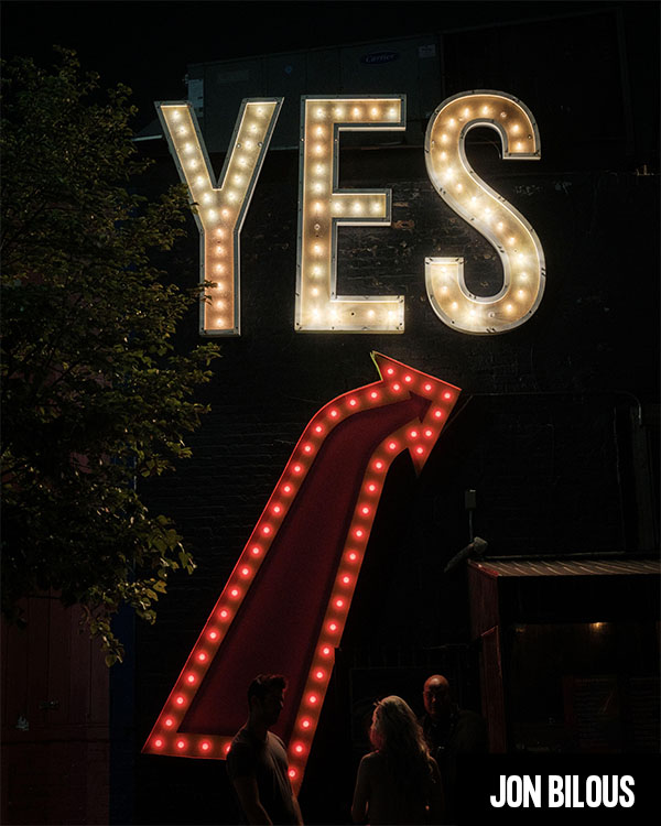 House of Yes sign at night in Bushwick, Brooklyn, New York
