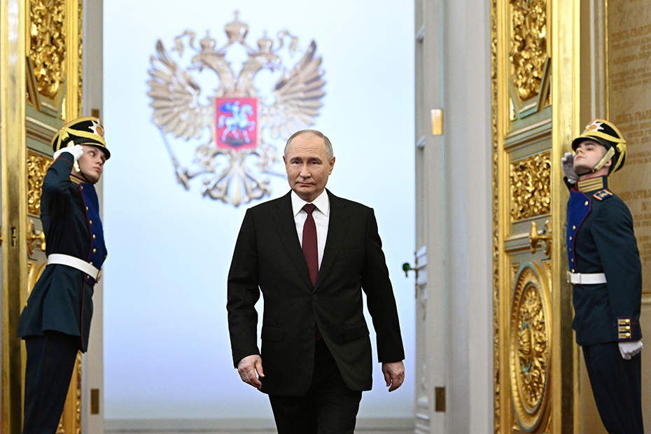 Vladimir Putin arrives for his inauguration ceremony as Russian president in the Grand Kremlin Palace in Moscow, Russia.