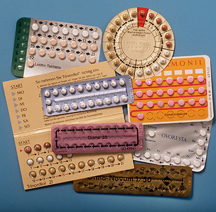 Various packages of the contraceptive for women, the Pill (July 1989).