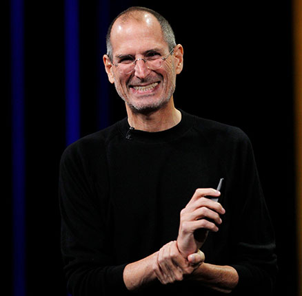 Apple Chief Executive Steve Jobs takes to the stage at an Apple event in San Francisco, California September 1, 2010