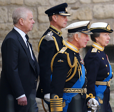 (left to right) the Duke of York, the Earl of Wessex, King Charles III and the Princess Royal leaving the State Funeral of Queen Elizabeth II, held at Westminster Abbey, London. Picture date: Monday September 19, 2022.