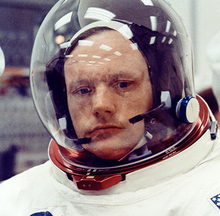 Neil Armstrong during suit-up prior to a Countdown Demonstration Test 