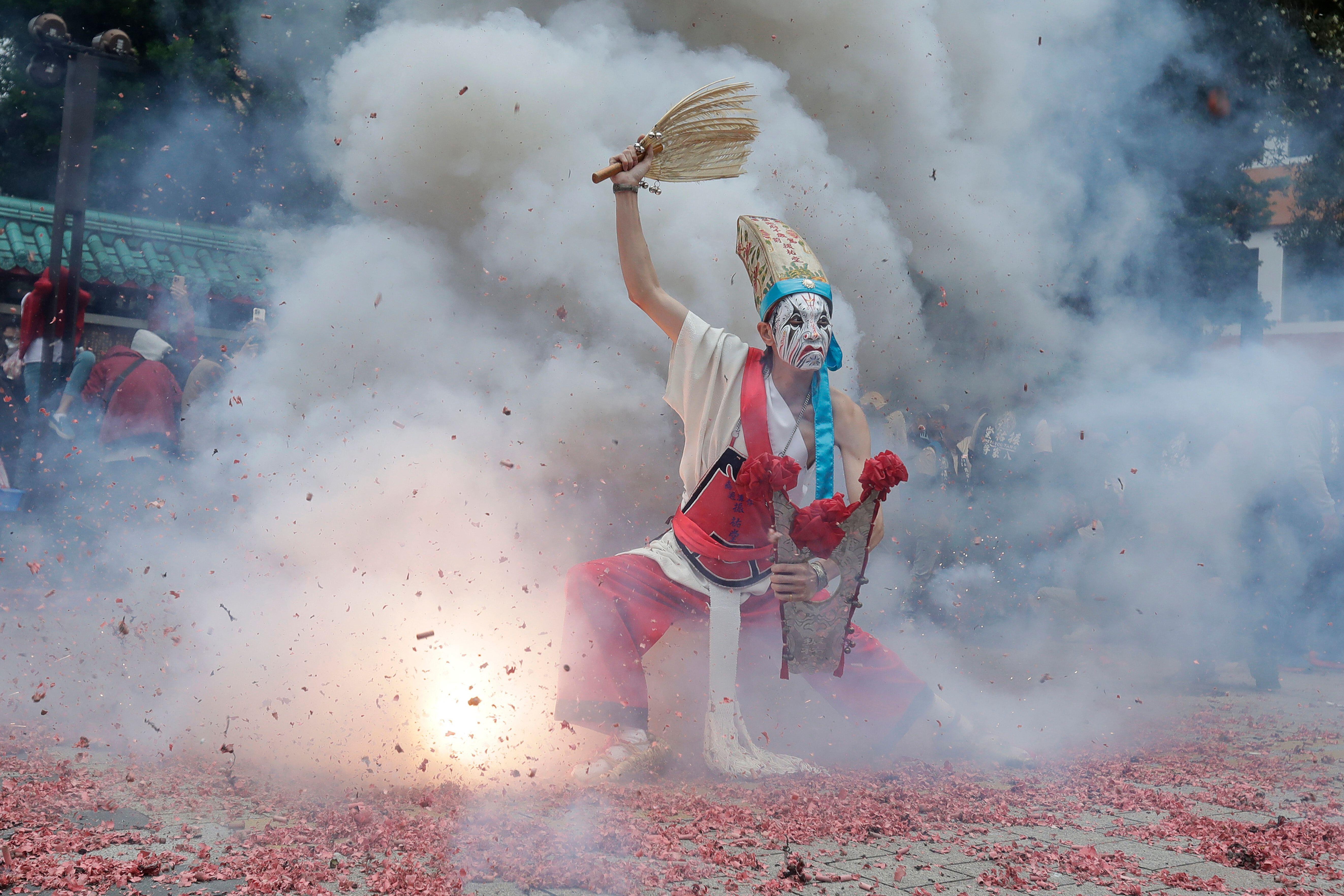 A participant dressed as Ba Jia Jiang (eight generals), a Chinese guardian of the gods, during a temple festival marking the birthday of traditional Taoist deity "Qingshan Wang" or "Ling''an Zunwang" in Taipei, Taiwan, Nov. 22, 2024