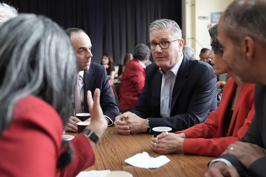 Prime Minister Sir Keir Starmer and James Murray, Chief Secretary to the Treasury (left), meet Labour Party members at Kingsdown Methodist Church Hall in Ealing, west London. Picture date: Friday May 8, 2026.