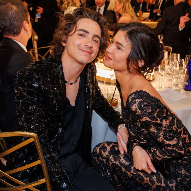 Timothée Chalamet and Kylie Jenner at the 81st Golden Globe Awards held at the Beverly Hilton Hotel on January 7, 2024 in Beverly Hills, California