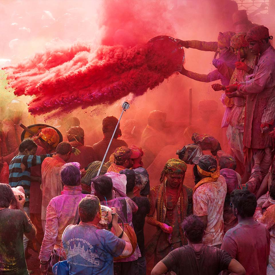 J3K2WW - Fête des couleurs Holi à Barsana et Nandgaon, Uttar Pradesh, Inde, Asie