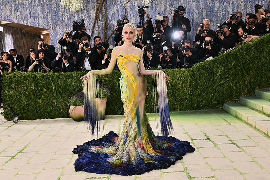 Emma Chamberlain arrives at The Metropolitan Museum of Art's Costume Institute benefit gala celebrating the opening of the "Costume Art" exhibition.