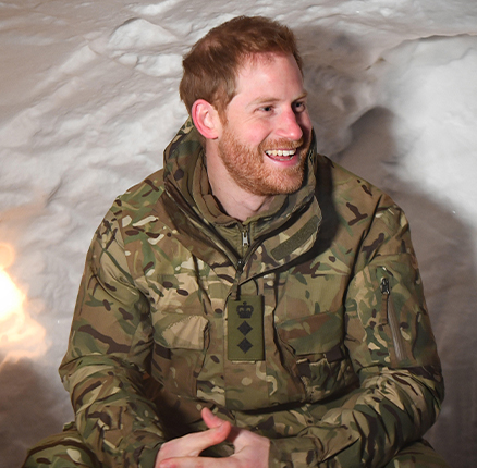 The Duke of Sussex in a Quincey Shelter, a makeshift shelter built of snow, during a visit to Exercise Clockwork in Bardufoss, Norway.