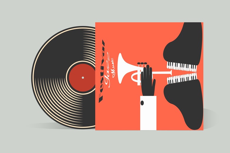 Vector of Vinyl record design with jazz music.