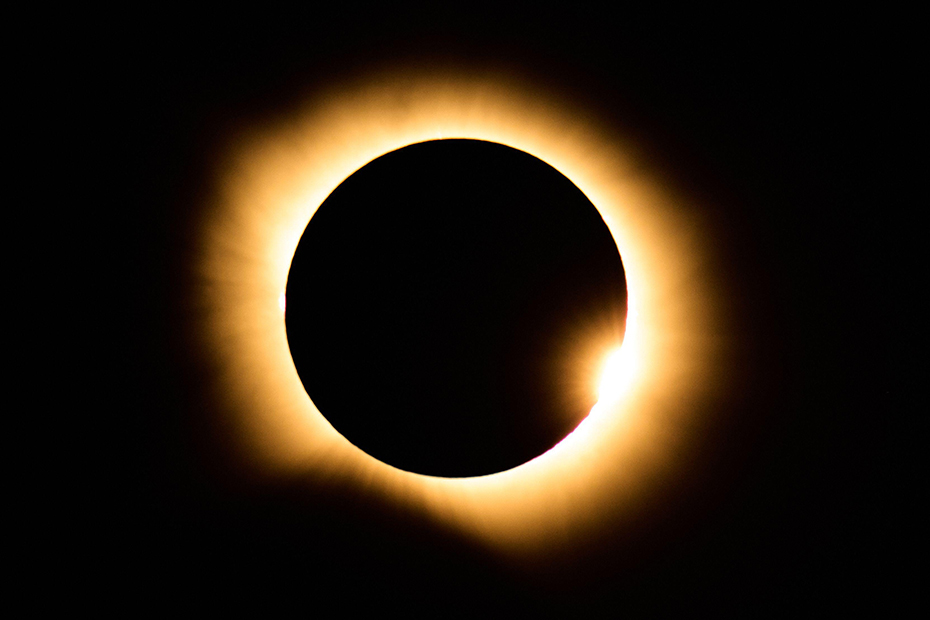 A total solar eclipse is seen from Berlanga de Duero, central Spain