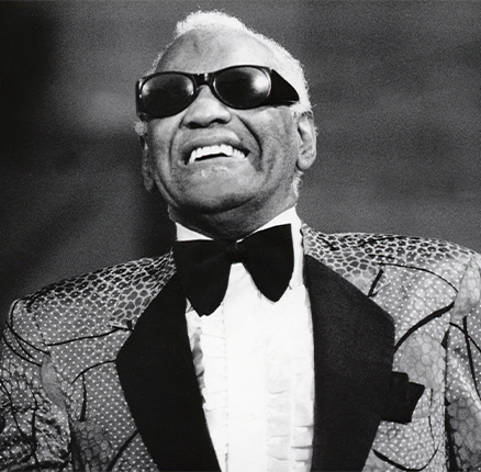 Singer Ray Charles performs in concert