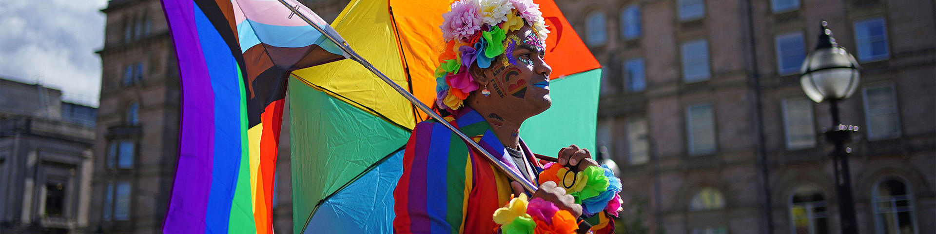 A person ahead of the Pride in Liverpool parade. Picture date: Saturday July 29, 2023.