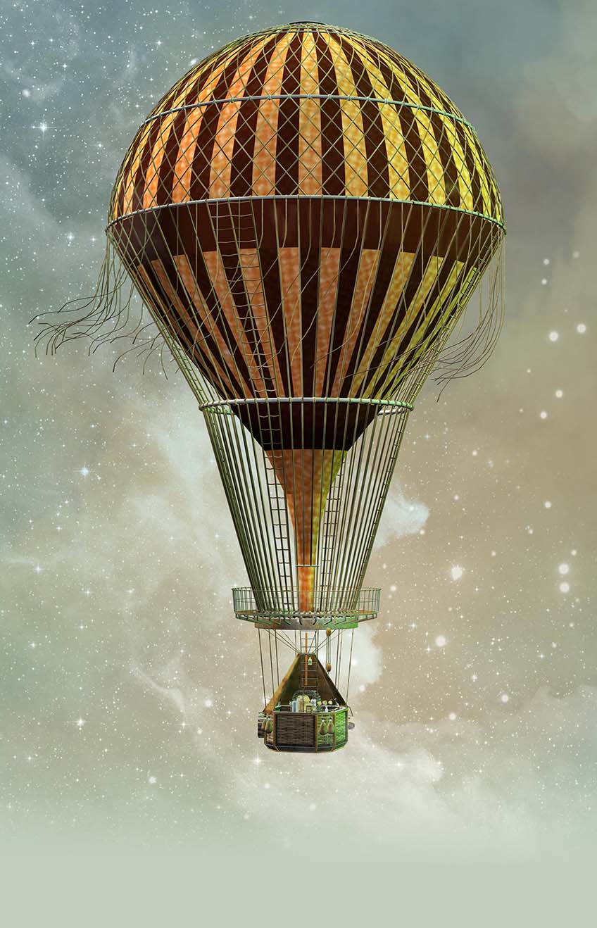 T99769 – Fantasy-Heißluftballon im zauberhaften Sternenhimmel