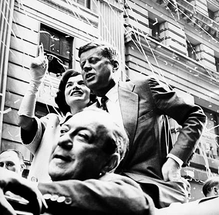 Jackie Kennedy and JFK at welcoming parade London.