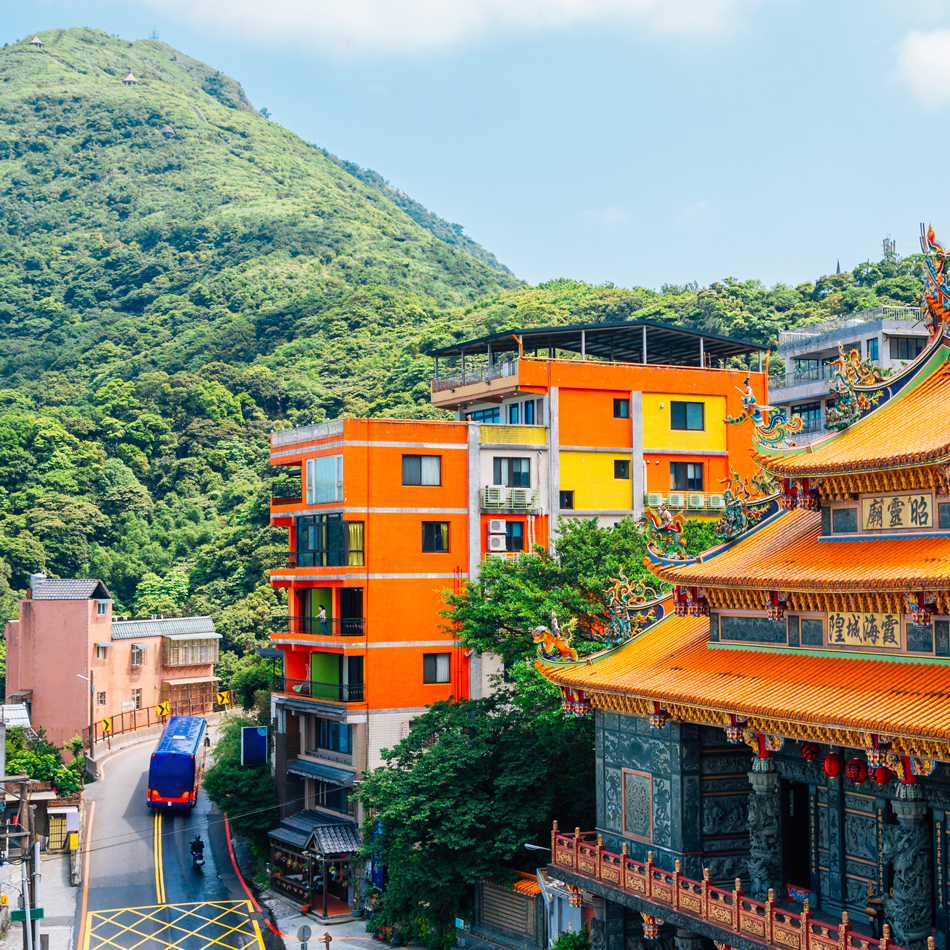 Ancien temple et rue à Jiufen, Taiwan