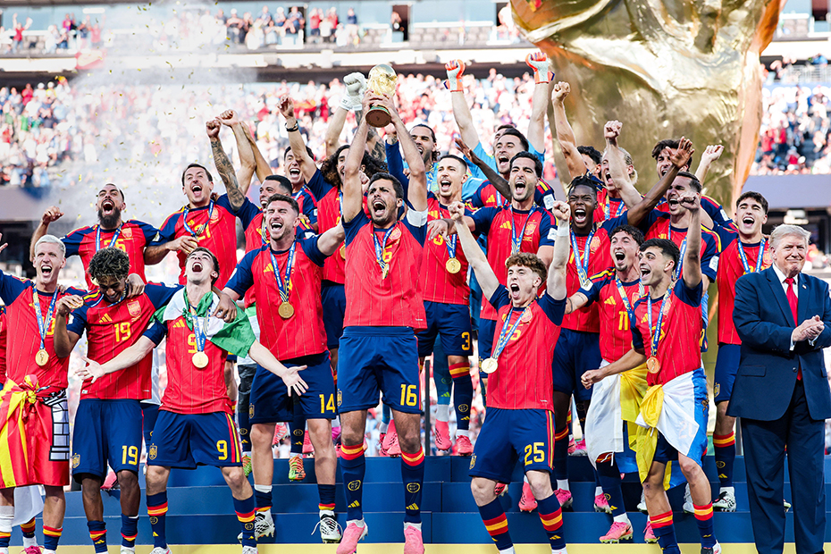Rodri of Spain and team mates celebrates after winning the FIFA Men's World Cup 2026 Final match between Spain and Argentina at New York New Jersey Stadium