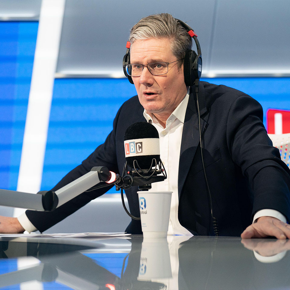 2M8YW2D - Labour Party leader Sir Keir Starmer takes part in Call Keir, his regular phone-in on LBC's Nick Ferrari at Breakfast show.