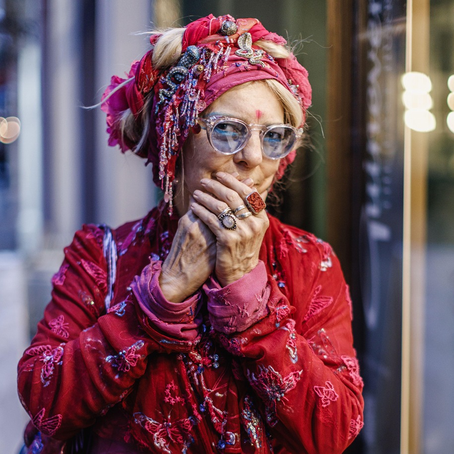 Portrait of an elegant woman with a bindi in London
