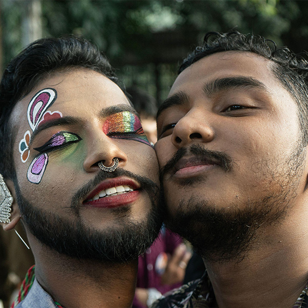 Members of the LGBT community and their supporters are participating in the Guwahati Pride Parade 2023 in Guwahati, Assam, India, on December 17, 2023.