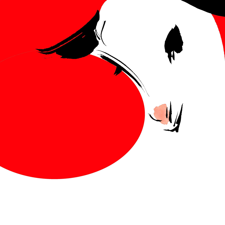 Abstract illustration of Red circle and sheep's head