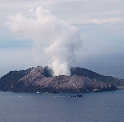An aerial view of the Whakaari, also known as White Island volcano, in New Zealand, December 12, 2019.