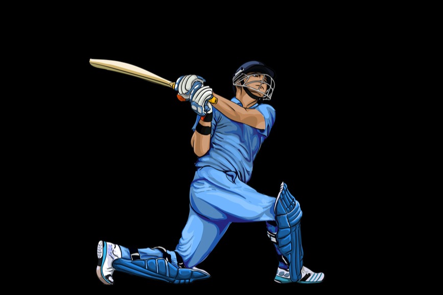 Vector illustration of batsman playing cricket