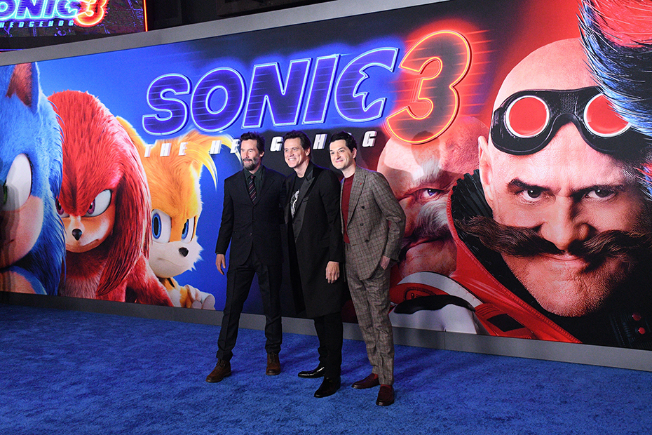 Keanu Reeves, Jim Carrey and Ben Schwartz attend the premiere of Sonic The Hedgehog 3 at TCL Chinese Theatre in Los Angeles, USA.