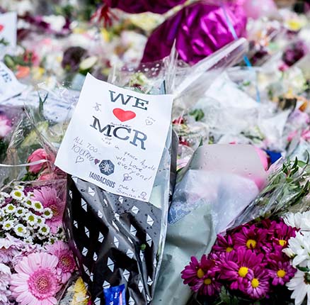 Moving floral tribute to the 22 people killed in the terror attack at the Ariana Grande concert at the Manchester Arena