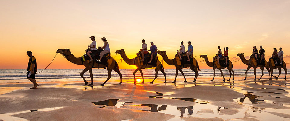Camel Tour at famous Cable Beach in Broome.