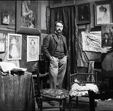 Henri Matisse in the workshop of Henri Evenepoel, 1897.