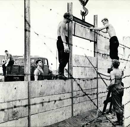 On August 13th, 1961, building commandos of the National People's Army of the German Democratic Republic started the erection of the 3,50 meters high wall (picture)which separated the East sector from the other part of the city.